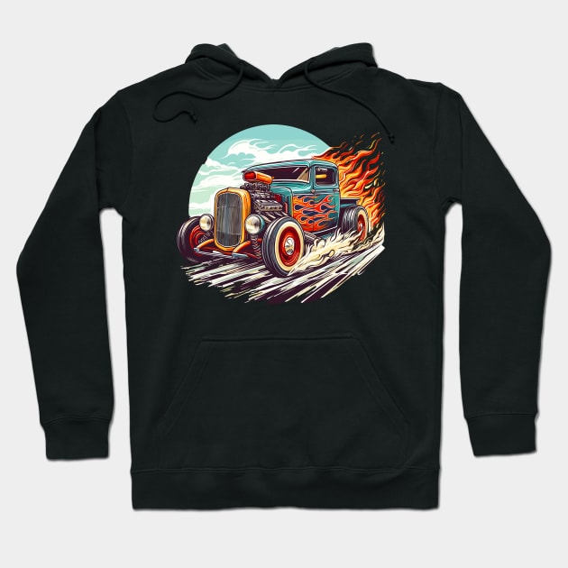 Hot Rod Truck Hot Rod Pick up Rat Rod Vintage Hot Rod Hoodie by Tees 4 Thee